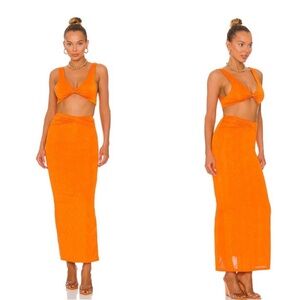 REVOLVE superdown Joana Bodycon Maxi Skirt Set in Tangerine Orange Size XS